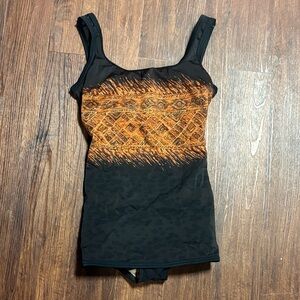 Christina 90s Black and Orange Women's Swimsuit